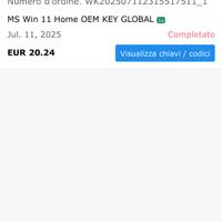 Chiave per attivazione windows 11 Home