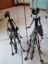 COPPIA DI STATUETTE FERRO BATTUTO