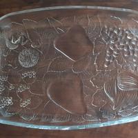 piatto rettangolare di vetro con disegno frutta