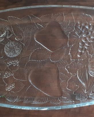 piatto rettangolare di vetro con disegno frutta