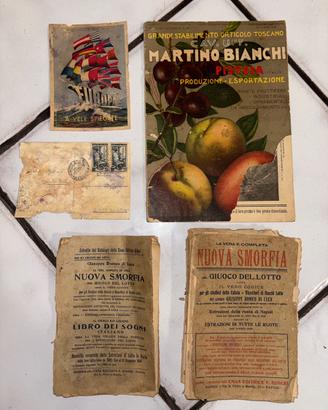 Lotto cartaceo d'epoca:Smorfie e catalogo botanico