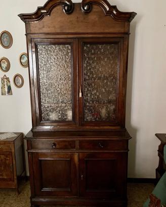Credenza vetrina doppio corpo Luigi Filippo ‘800