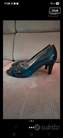 Scarpe confort pelle brillantini blu taglia 38