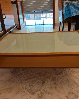 tavolino da salotto a due ripiani legno e vetro 