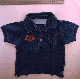 12) maglietta blu polo + pantaloni cotone 6 m 68cm