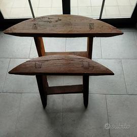 Sgabello in legno massello d'epoca