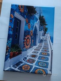 Stampa su tela 20 x 30 cm stile villaggio Grecia