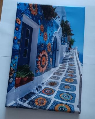 Stampa su tela 20 x 30 cm stile villaggio Grecia