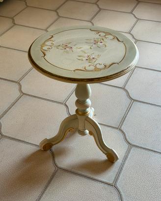 Tavolino rotondo barocco veneziano dipinto a mano