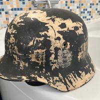 Elmetto tedesco M40 2 GM tracce mimetismo bianco