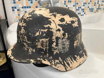 Elmetto tedesco M40 2 GM tracce mimetismo bianco