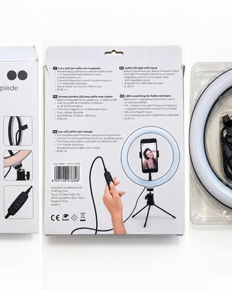 Ring Light LED con Treppiede e Supporto Smartphone