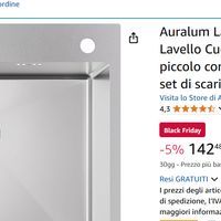 Lavello Cucina 1 vasca 54x49 NUOVO