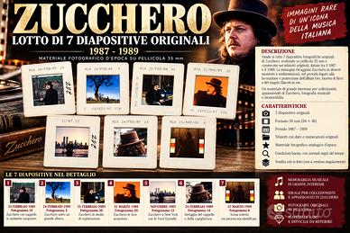 ZUCCHERO LOTTO DI 7 DIAPOSITIVE ORIGINALI D’EPOCA