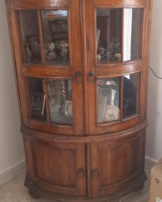 Vetrina angolare classica in legno scuro 70x62 110