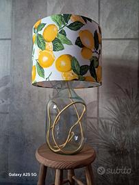 Lampada damigiana vetro con paralume limoni - Arti