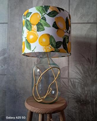 Lampada damigiana vetro con paralume limoni - Arti