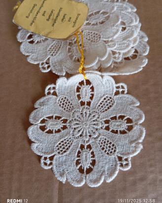 sei pizzi vintage rotondi beige hobby cucito ago 