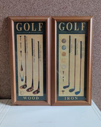 Coppia Quadri Vintage Golf (Legno e Ferro)