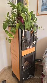 stufa a legna con forno con pareti in ceramica