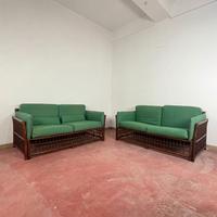 Set di 2 divani rattan e bambù, anni '70
