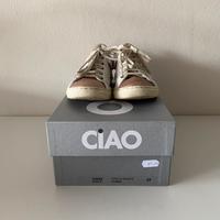 Sneakers Ciao in pelle bianco e oro Tag.33