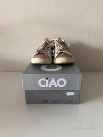 Sneakers Ciao in pelle bianco e oro Tag.33