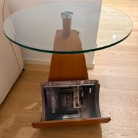 Tavolino soggiorno rotondo legno vetro
