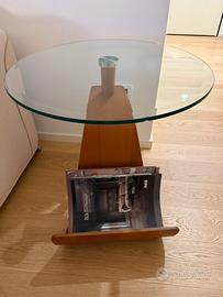 Tavolino soggiorno rotondo legno vetro