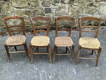 4 sedie rustiche contadine impagliate