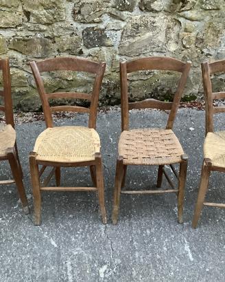 4 sedie rustiche contadine impagliate
