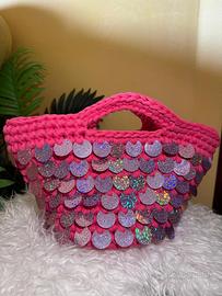 Borsa ad Uncinetto Rosa Casual