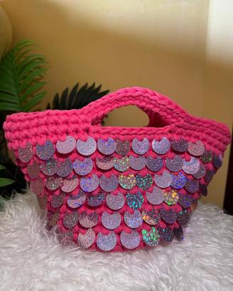 Borsa ad Uncinetto Rosa Casual