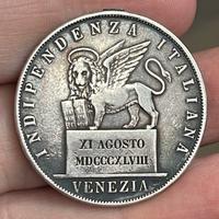 Venezia 5 Lire 1848 Molto Raro Ex Appiccagnolo
