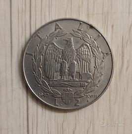 Moneta 2 lire del 1940 in condizioni buone
