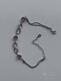 Bracciale in argento con pietre color ametista 