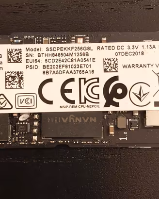 SSD Intel 256GB NVMe M.2 -