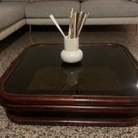 Tavolino in rattan e cristallo