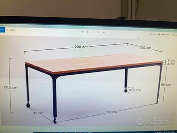 Tavolo da pranzo rettangolare in legno riciclato 