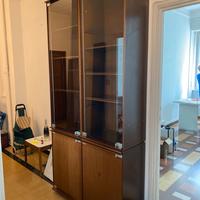 Armadio con vetrina in legno e vetro vintage