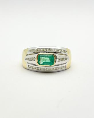Anello oro18 kt smeraldo diamanti