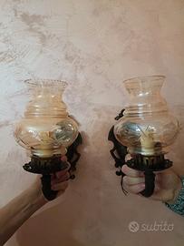 Coppia di vecchie applique funzionanti in ottone