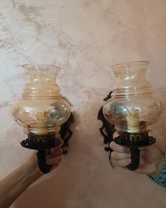 Coppia di vecchie applique funzionanti in ottone