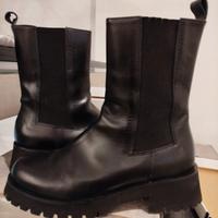 combat boots nero vera pelle 