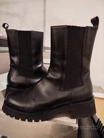 combat boots nero vera pelle 