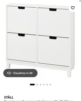 Scarpiera a 4 scomparti, bianco, 96x17x90 cm