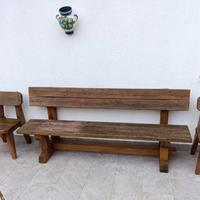 2 panche trentine in legno massiccio +3 sedie coor