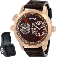 SECTOR Orologio da polso uomo quarzo pelle marrone