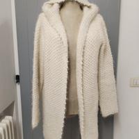 Maxi maglione cardigan orsetto Teddy bianco 