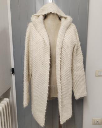 Maxi maglione cardigan orsetto Teddy bianco 